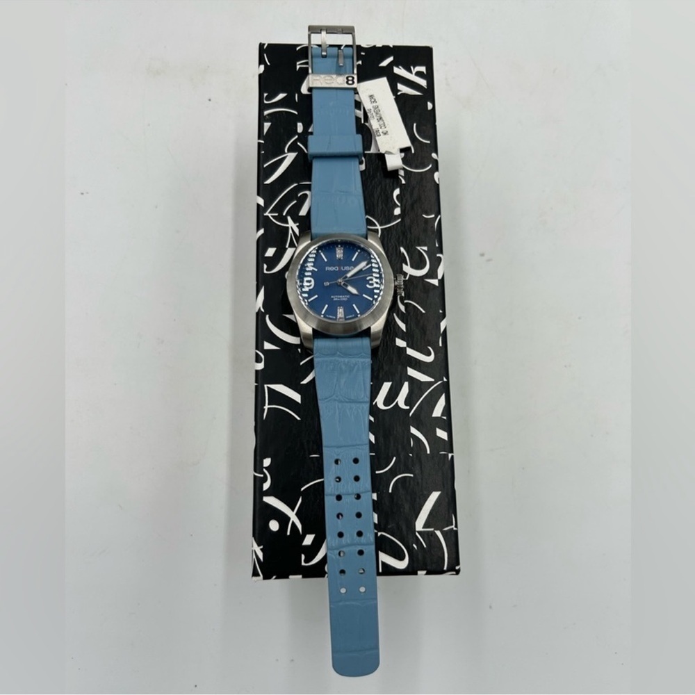 Men’s red eight USA automatic watch.